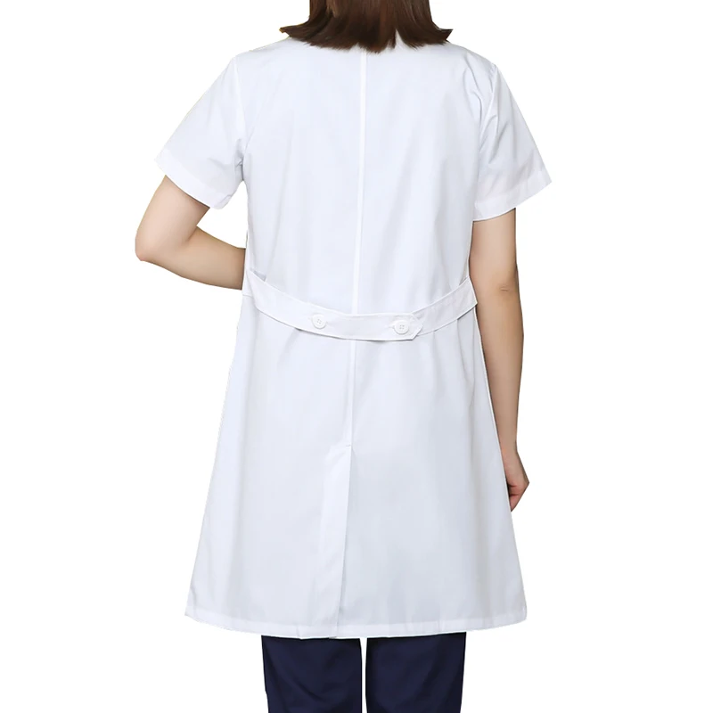 Lab Coat White Women Medical Nurse Embroidered Stretchable Short Sleeve Washable Uniform Doctors