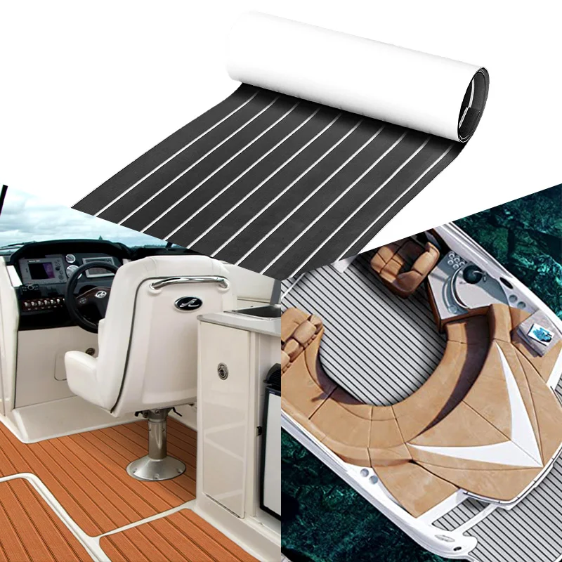 Wholesale 240*120cm Luxury EVA Foam Boat Flooring Decorative Boat in Light Brown and Black Eva Boat Flooring 3m