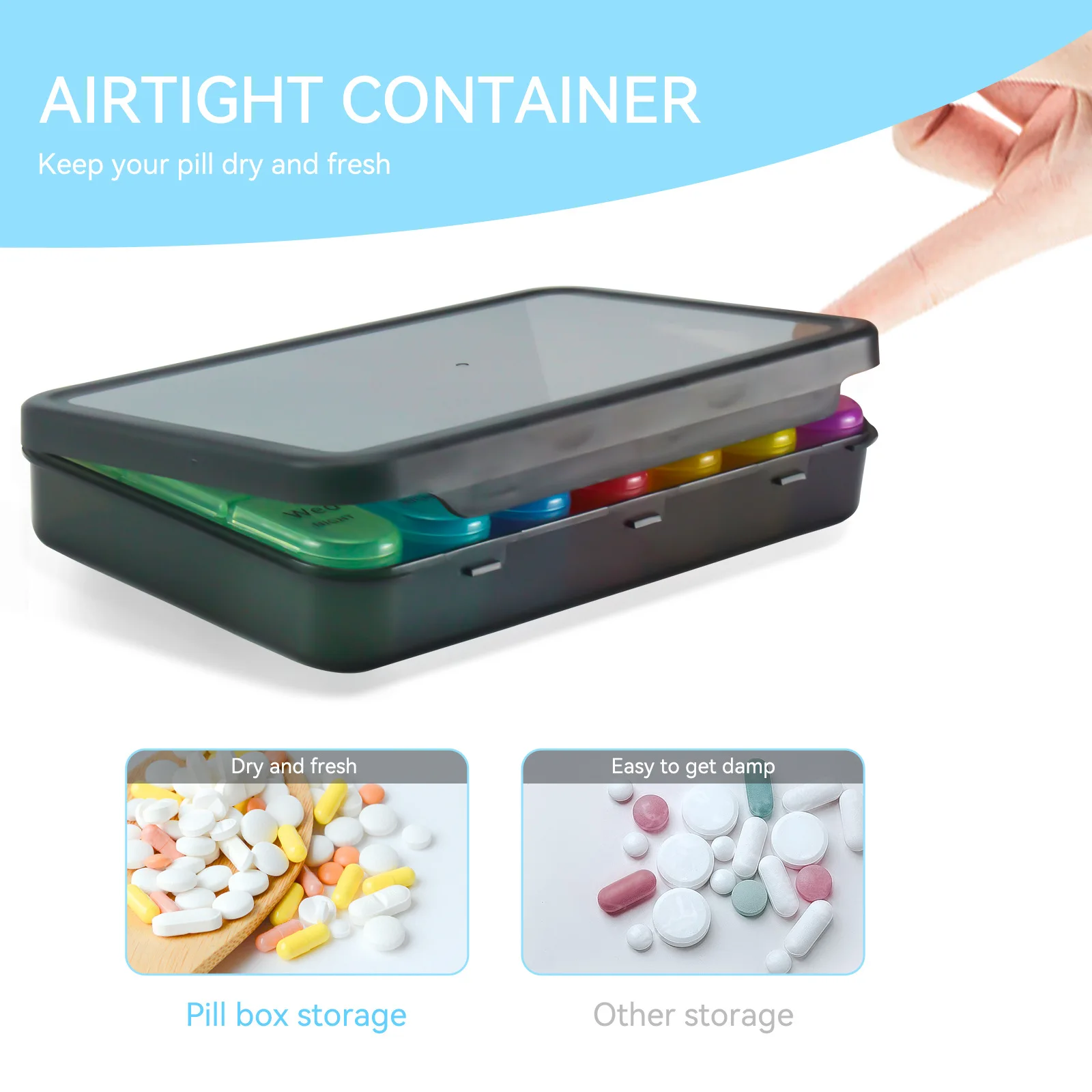 Factory Large Capacity 7 Days Plastic Portable  Pill Box For Breakfast Lunch And Dinner Pill Storage Case