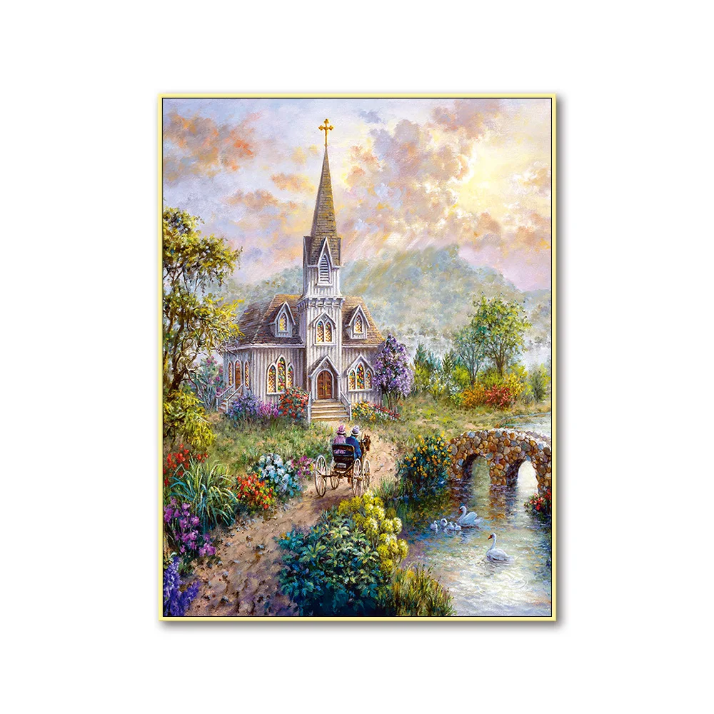  Cross Stitch Kits Embroidery DIY Needlework 11CT Stamped Kit and 14CT Counted Set for Home Decoration Patterns Landscape
