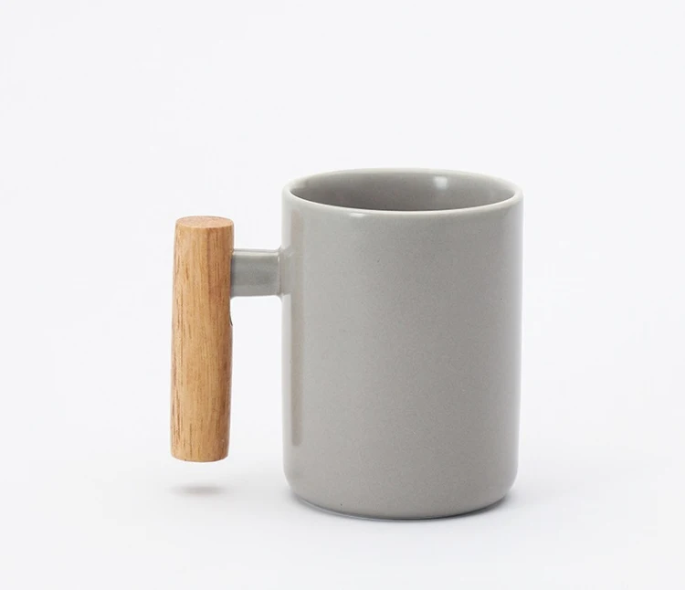 gift box packaging bamboo lid wooden handle ceramic coffee mugs porcelain mug with lid and spoon