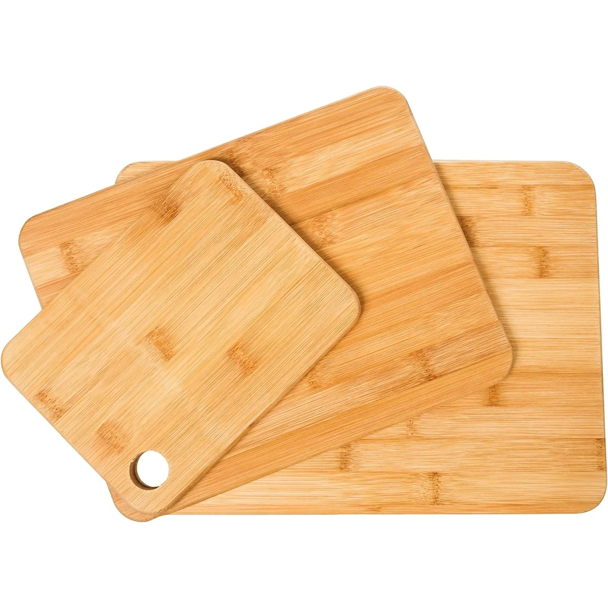 Bamboo Cutting Board Set with Holder Reversible Rectangular Chopping Board for Meat (Butcher Block) Cheese and Vegetables