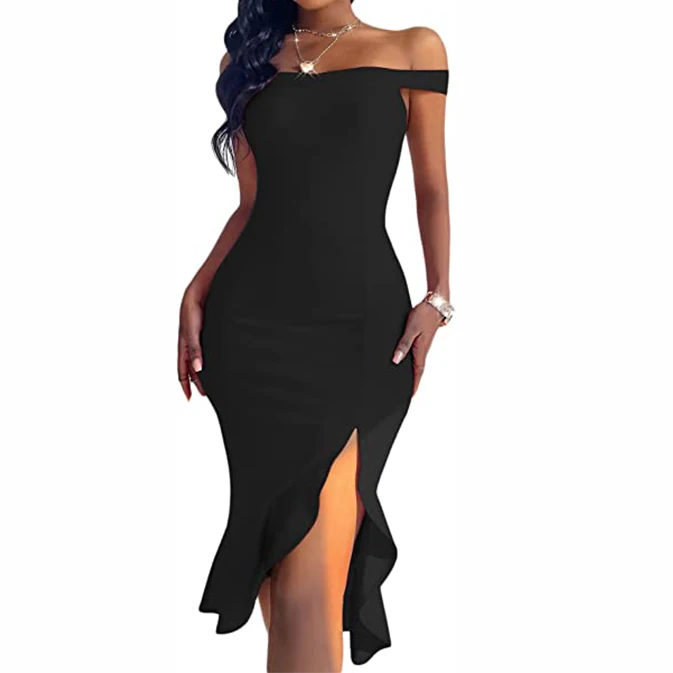 strapless mini sexy 2022 fringe long backless yellow black business yellow fat manufacturing package cutout bandage dress