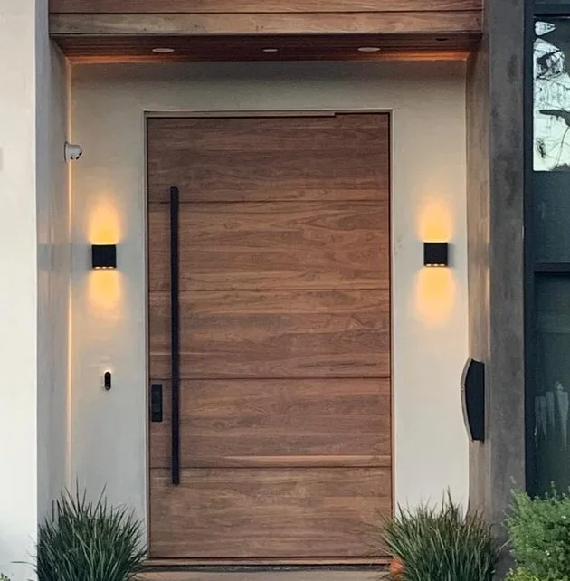 Customized Security Front Wooden Pivot Entrance Door External Modern Solid Wood Entry Door