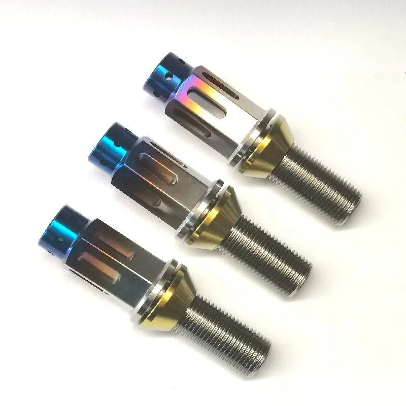 High quality automotive Gr5 m14 14x1.5 anti theft titanium wheel lug bolts for BMW racing car