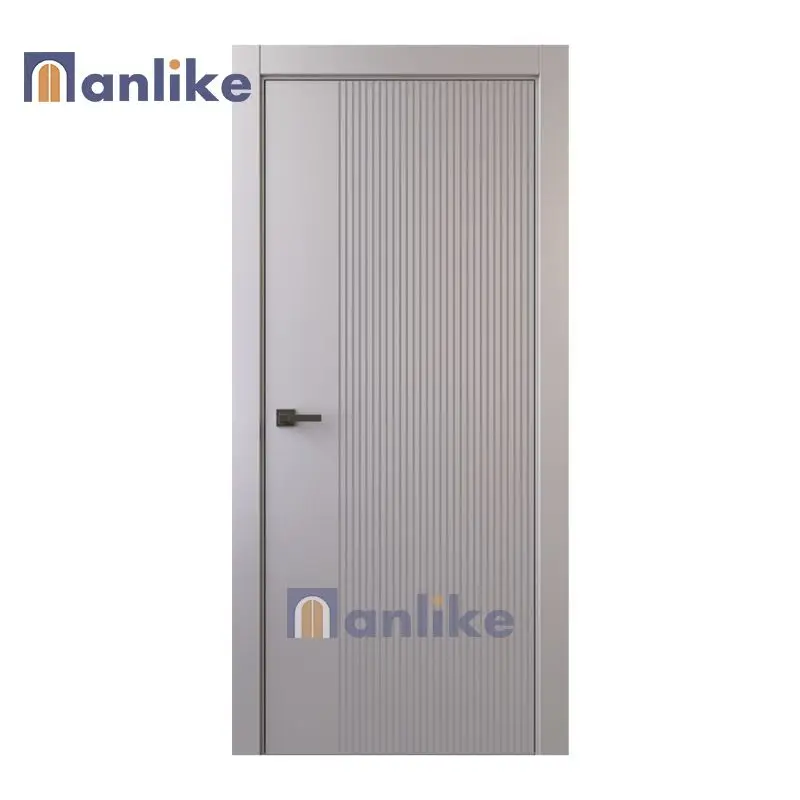 Anlike China Top Supplier Smart Lock Internal House Flat Design Single Wooden Pre Hung Timber Solid Interior Doors