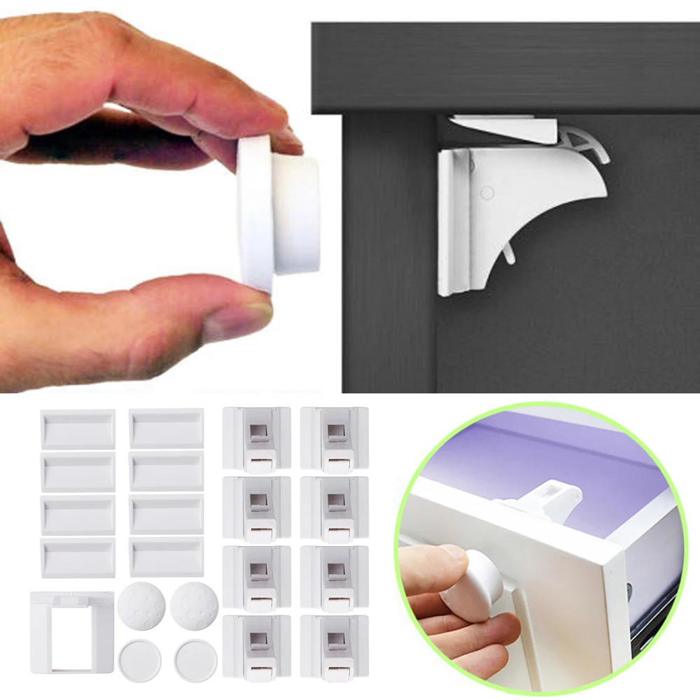  Adhesive Cabinet Fridge Drawer Lock Children Security Products Baby Magnetic Child