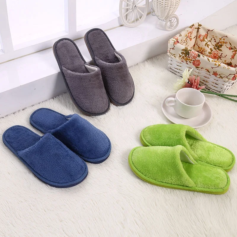 New Plush Indoor Home Autumn and Winter Wooden Floor Warm EVA Rubber Sole Nail Salon Hotel for Cotton Slippers