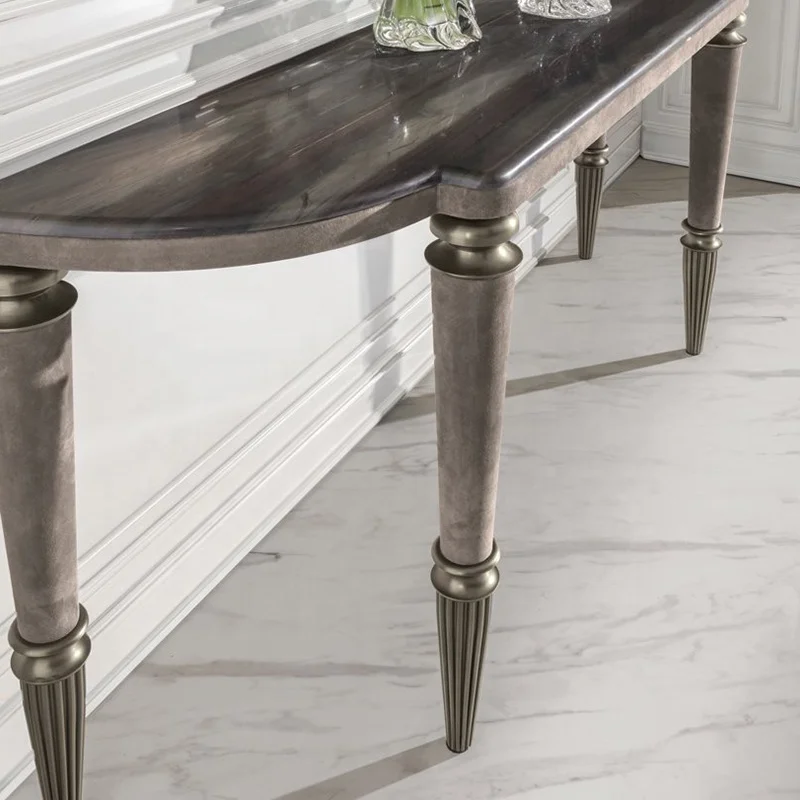 Мебель для Холла отеля, стол для стола, металлический матовый черный и кожаный консольный стол для декора лобби, подставка для цветов