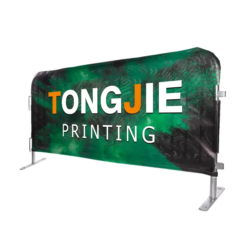 Barricade barrier cover customized printing crowd control banner Mesh PVC vinyl tension fabric fence barrier cover
