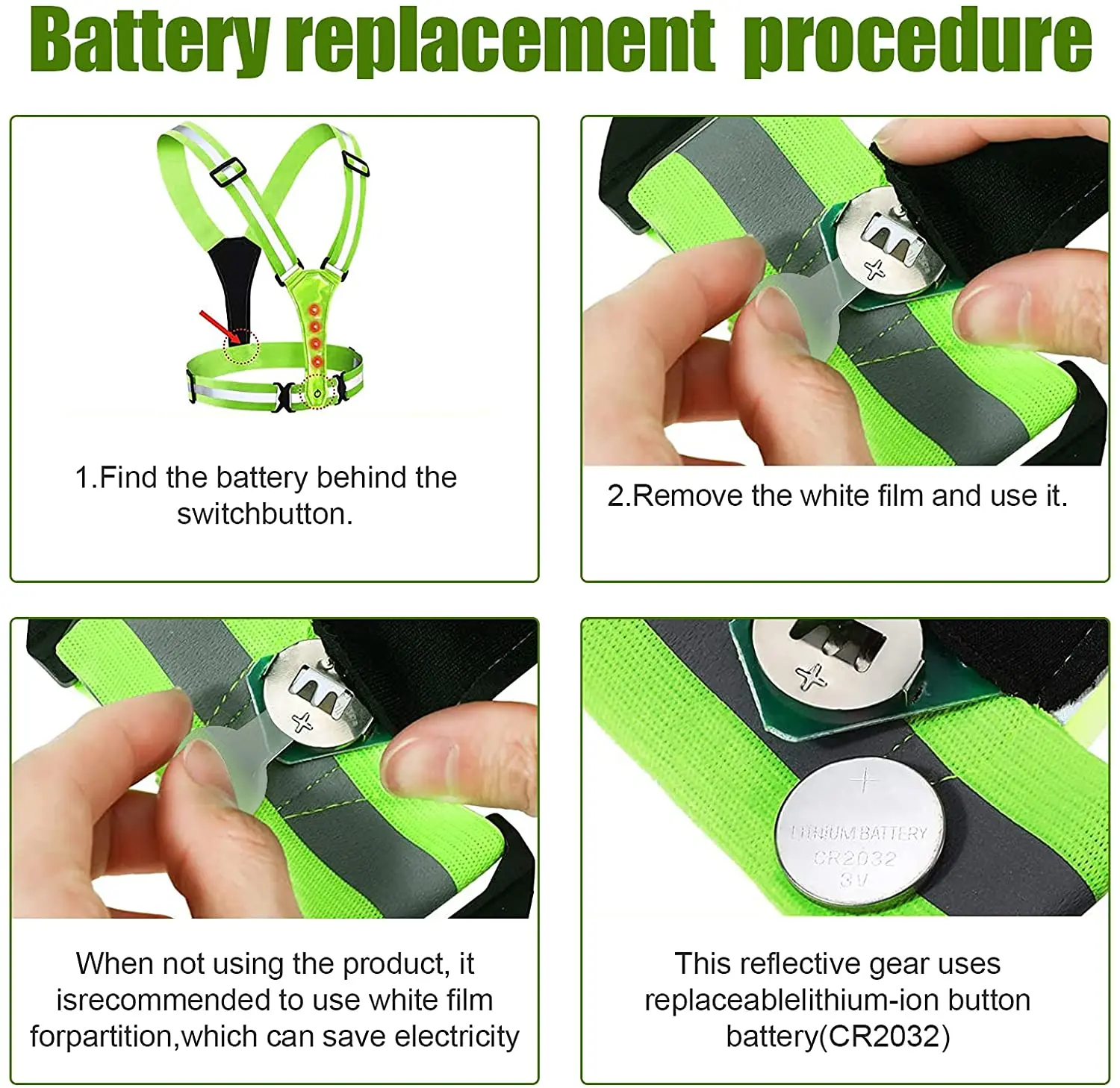 Weatherproof Outdoor Multicolor Illuminated Reflective Running Vest Light for Night Work Running