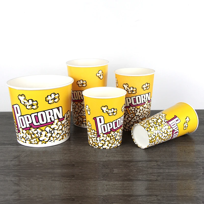 Popcorn Tub Custom Design Disposable Paper Popcorn Bucket from 24oz to 180oz