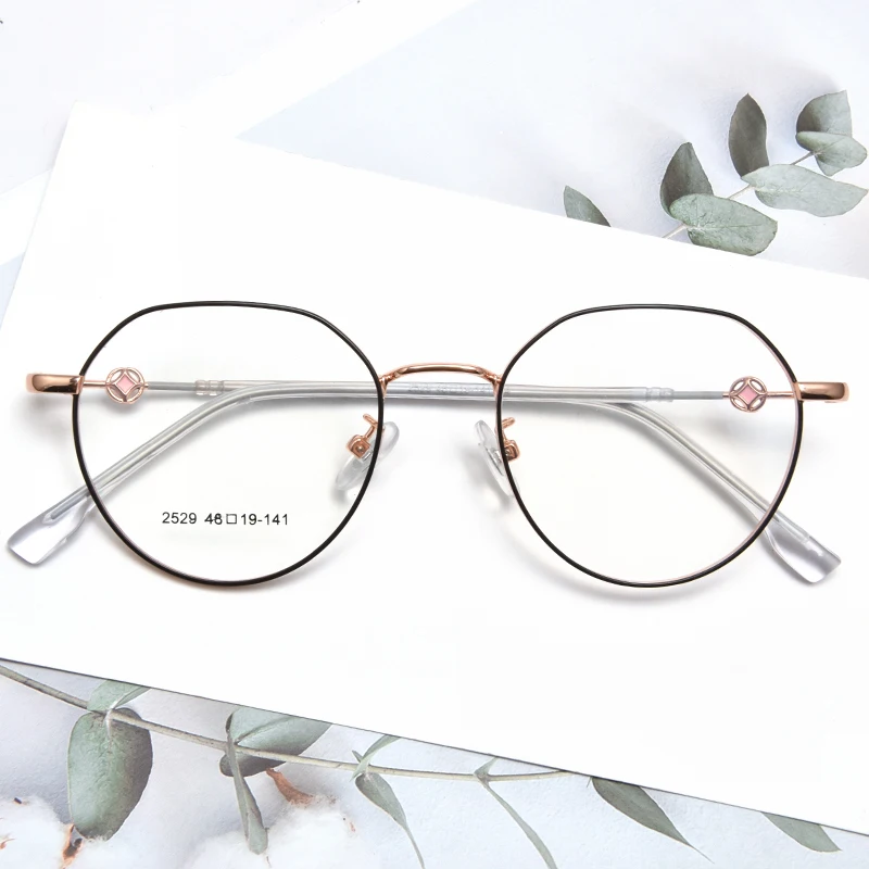 Stylish Personality Metal Frame Ladies Blue Light Filter Optical Eyeglasses