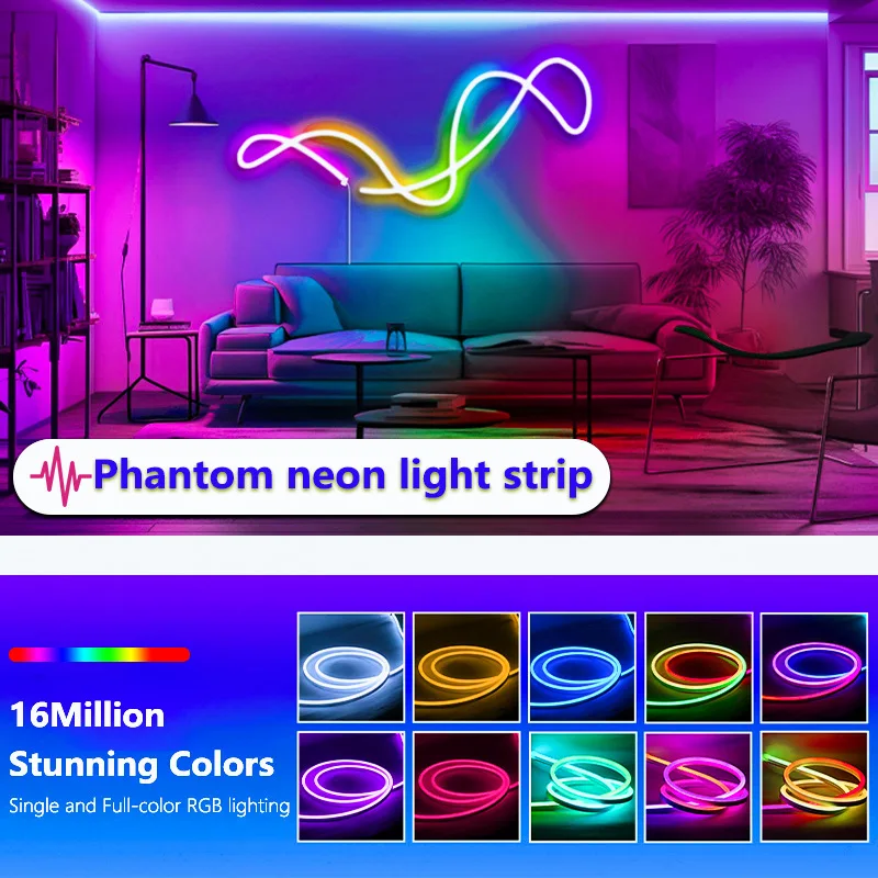 24V Led Neon Rope Smart Lights Outdoor RGB Waterproof Flexible Rope Strip Lights Music Sync for Bedroom Indoor