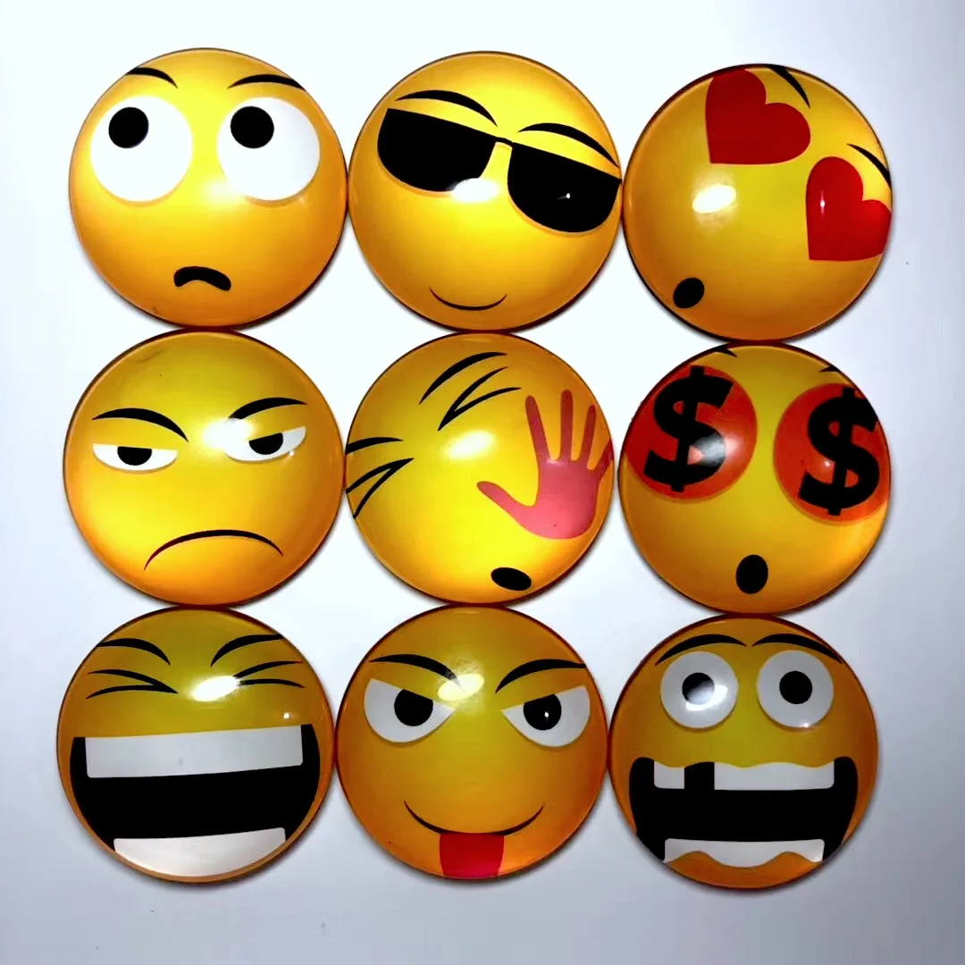custom magnetic emojis fridge magnet on refrigerator ,  smiling face round dome fridge magnet sticker