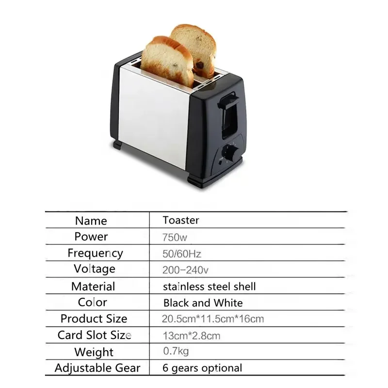 New Style 2 Slice Manual Bread Toaster Bread Sandwich Automatic Stainless Steel Electronic 2 Slice Toaster