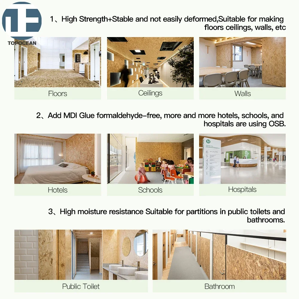 TOPOCEAN ENF/NAF 2500x1250 9mm 18mm osb 3 osb2 board plywood panel false particle board