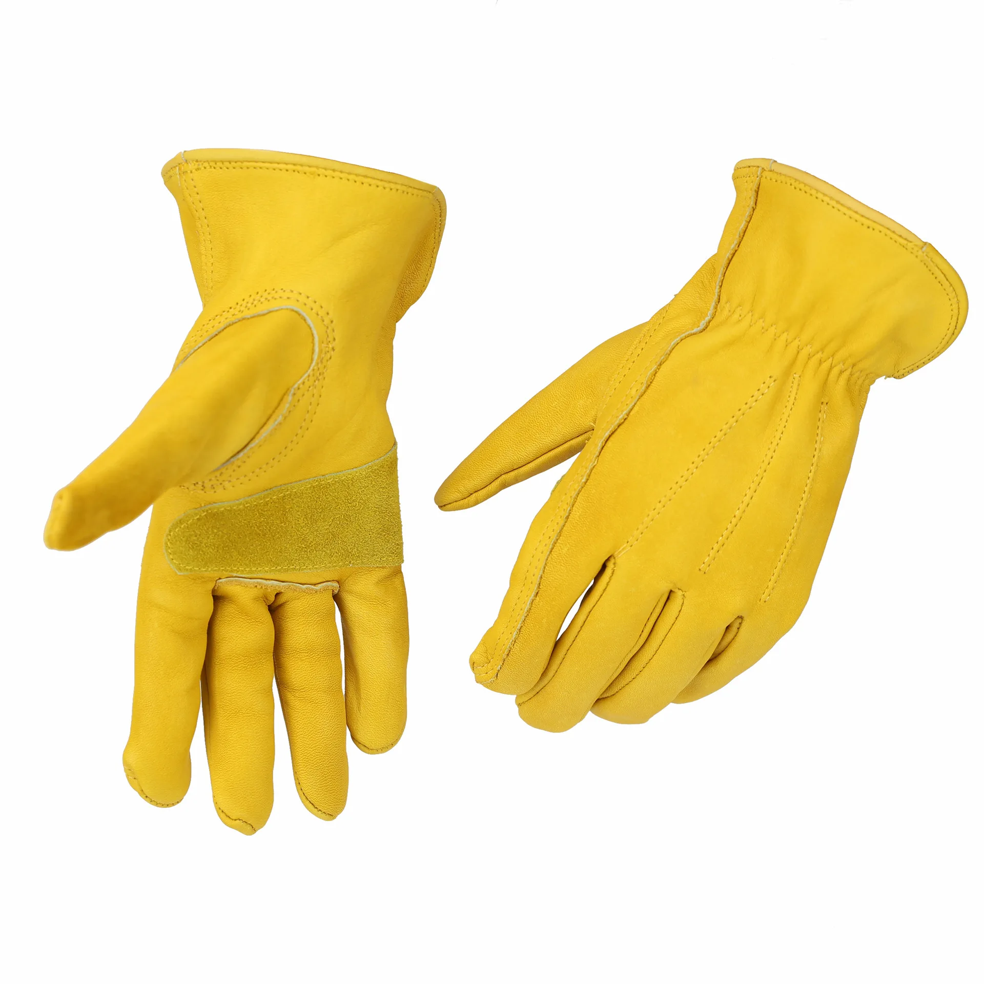 Wholesale Custom Climbing Hiking Camping Floral Gardening Work Outdoor Ladies Soft Yellow Hand Gloves Cowhide Leather For Men