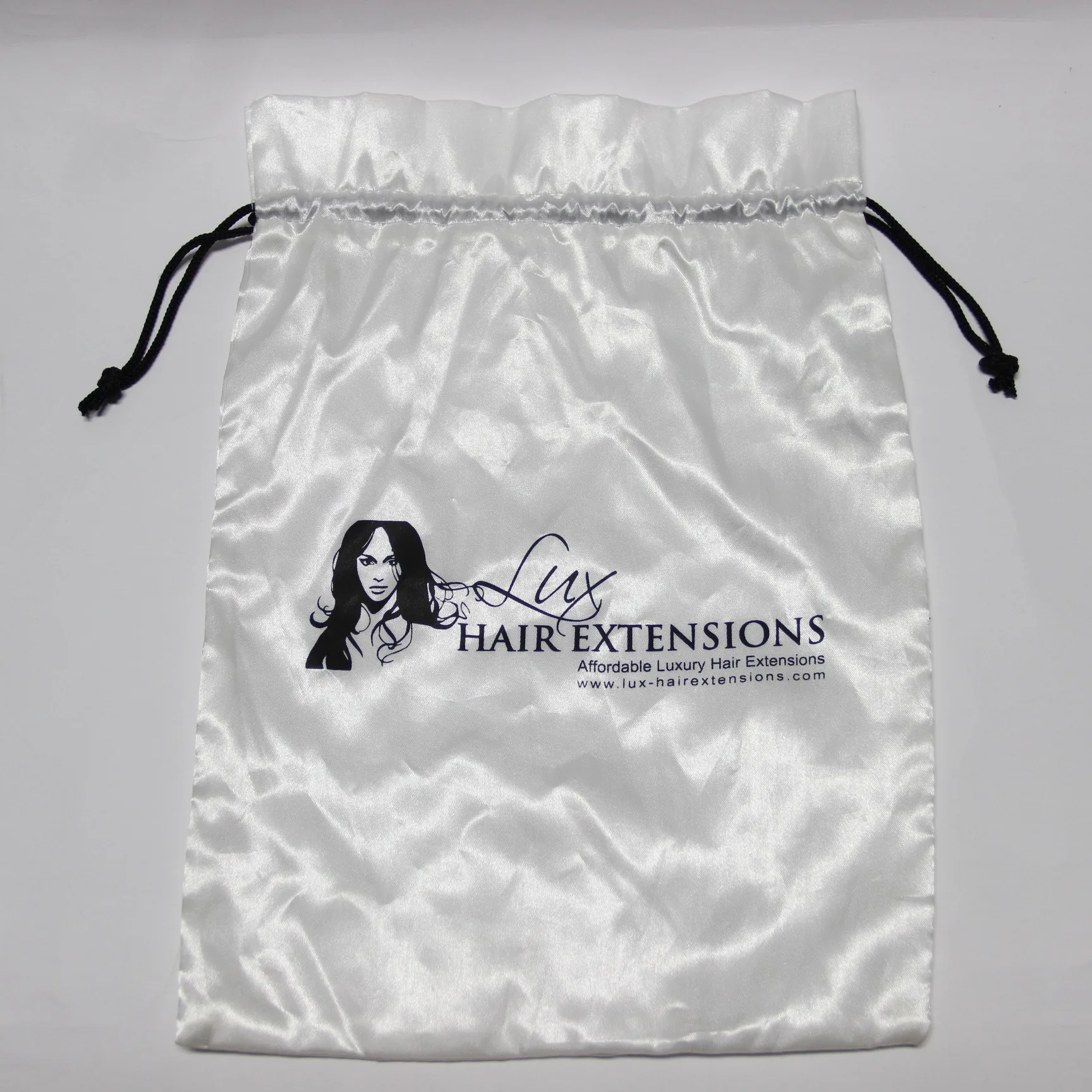 Professional custom cosmetics bag wig collection bag silk bundle pocket wholesale drawstring Satin bread Drawstring bag