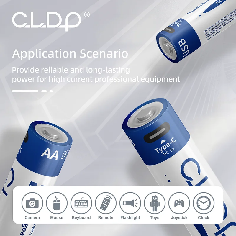 Long lasting powerful 1.6v Nickel Zinc 2000mWh usb rechargeable aa battery 2packs for home appliances toys