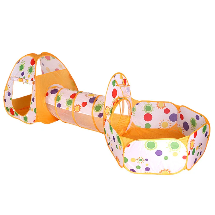 3-in-1 Portable Toy Tents For Kids Crawling Tunnel + Play Tents + Baby Ocean Ball Pool Role Play Toy Kids Tents in China Toys