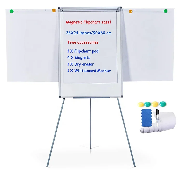 
Office supplies tripod white board flipchart easel aluminium frame dry erase magnetic flip chart stand with flipchart paper 