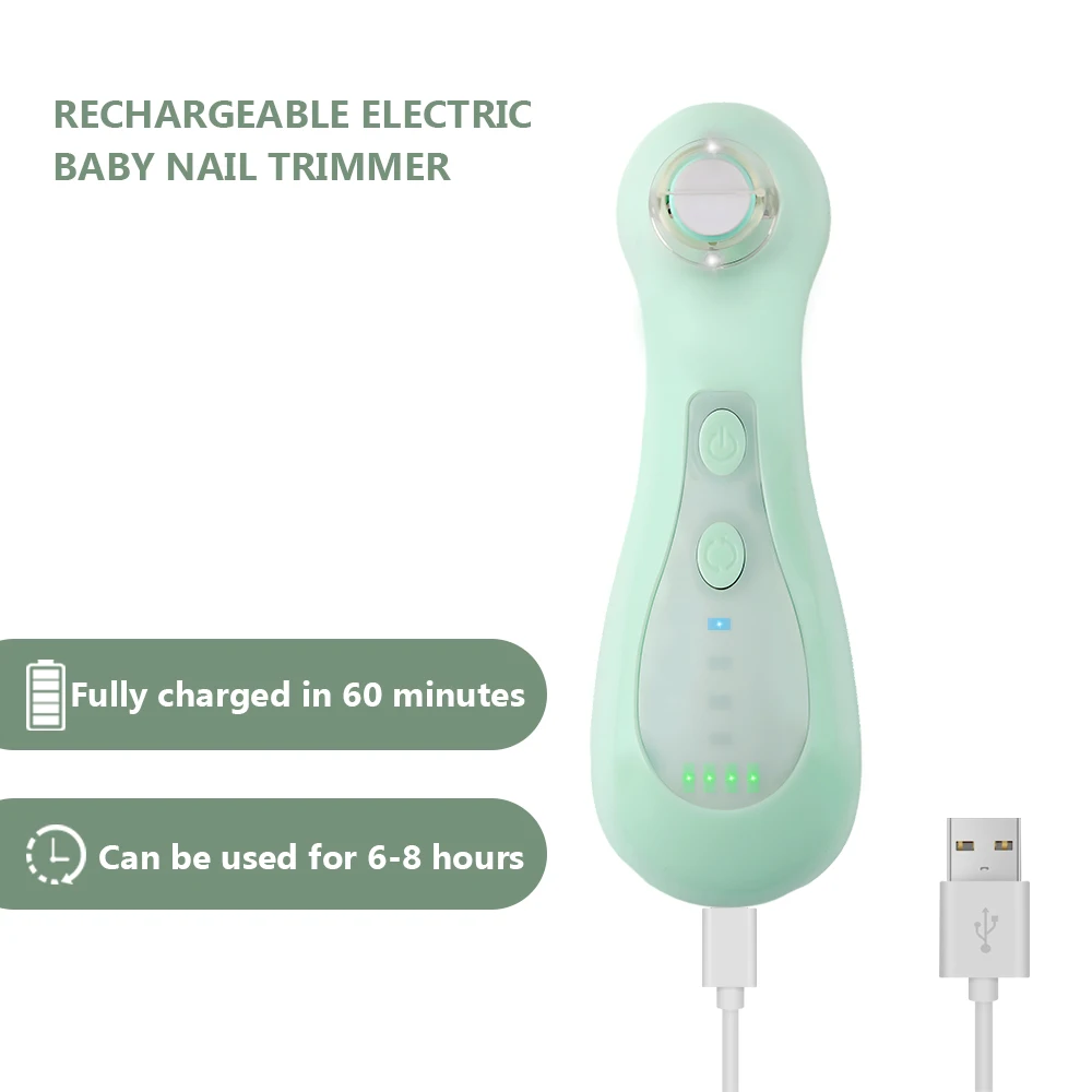 Showell factory custom  USB rechargeable baby nail trimmer electric baby nail sharpener  with nail scissors clipper