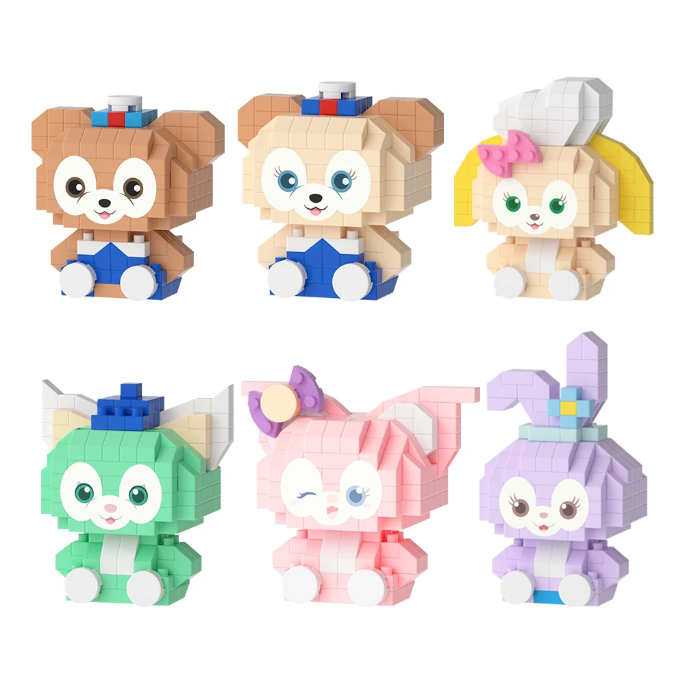 K15-20 Cartoon Sanrioes Stellalou Linabelle Strawberry Bear Small Particle Assembly Educational Building Blocks Kids Gift Toys