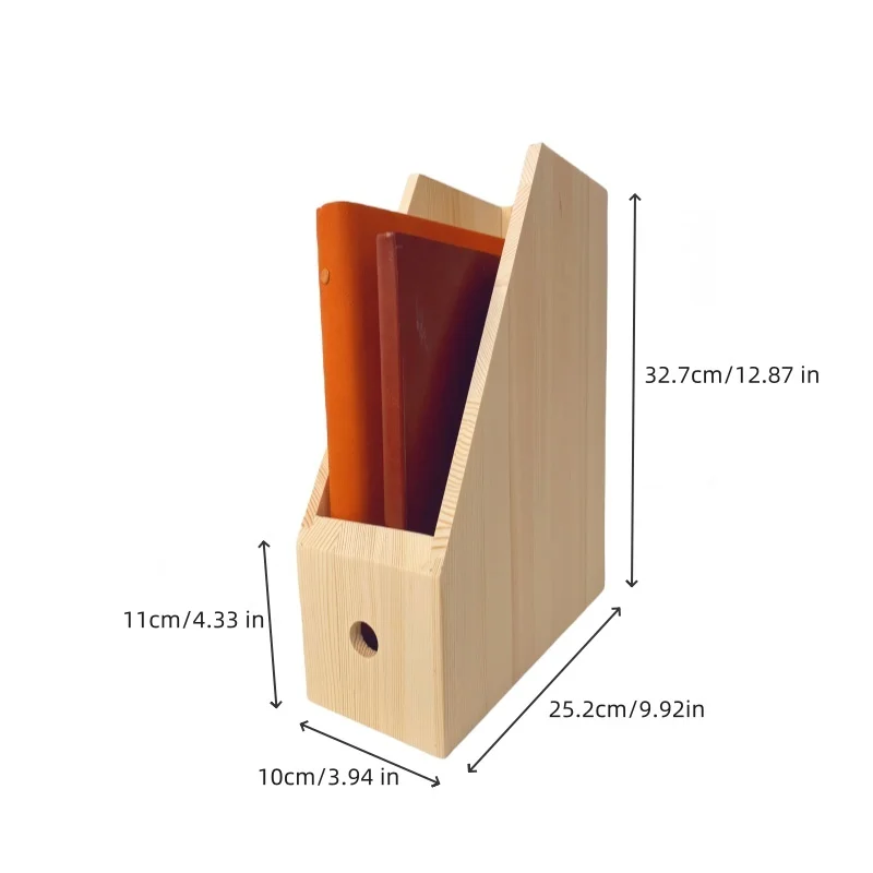 Creative Wood Fashion Document File Organizer Box Book Storage and Decorative Folder Cabinet