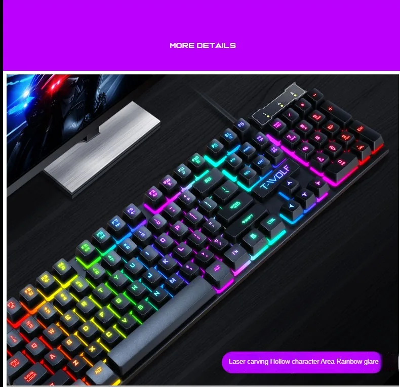 Wired Gaming RGB Keyboard Mechanical Feeling English Backlit RGB Keyboard For Gamer PC Laptop RGB Keyboard