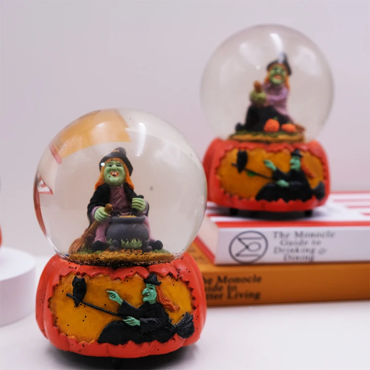 Wholesale custom  made Halloween Snowball Glass ball music box Home decoration water globe