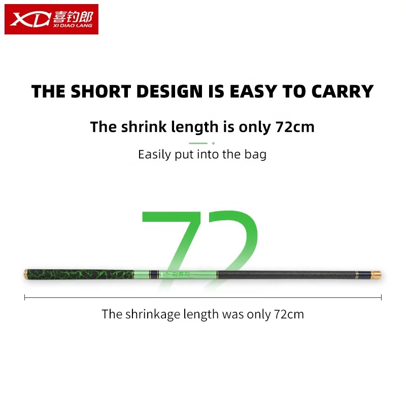 XDL  light carbon fiber 3.6m-8.0m carp outdoor tackle  black  antenna fishing and reel combo full set telescopic fishing rod
