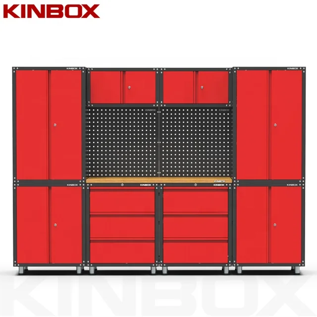 Kinbox Hot Sale Heavy Duty Wholesale Metal Garage Storage Tool Cabinets with Pegboard Garage Cabinets