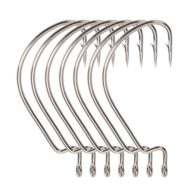 100Pcs/lot Carbon Steel Hook Barbed Fishhook Wide Worm Fishing Hook Jig Crank Offset High For Soft Worm Bait Accessories