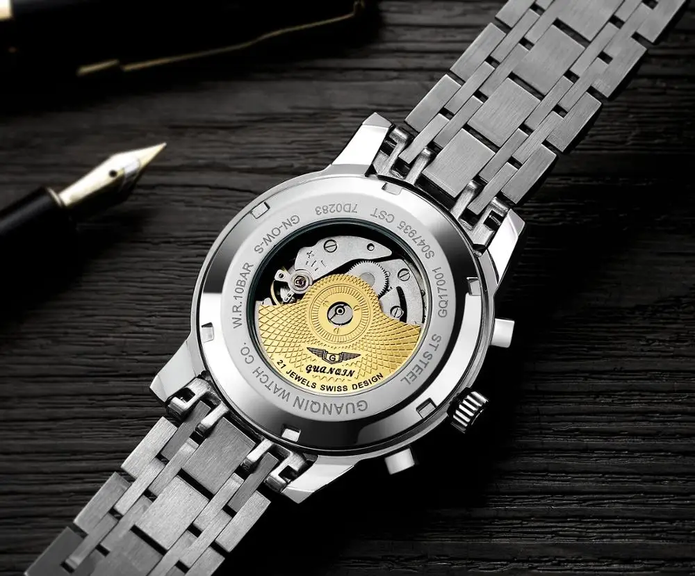 GuanQin automatic mechanical watches for men luminous waterproof watches wholesale automatic luxury wristwatches