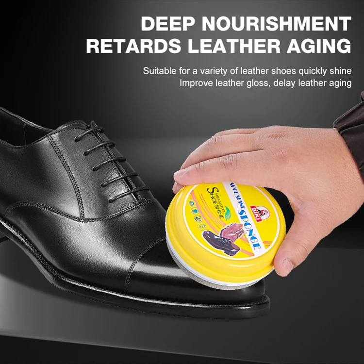 Custom Logo Portable Double-Sided Instant Shoe Shine Sponge Convenient OEM Shoe Care with Shoe Polish