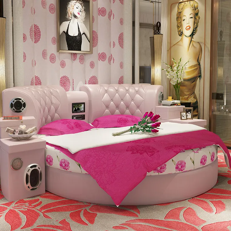 Romantic soft bed Italian style Round bed with massage function
