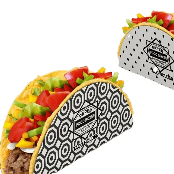 Recyclable Biodegradable Custom LOGO Taco Tray Taco Holder Sandwich Box Burger Box Cardboard Tray