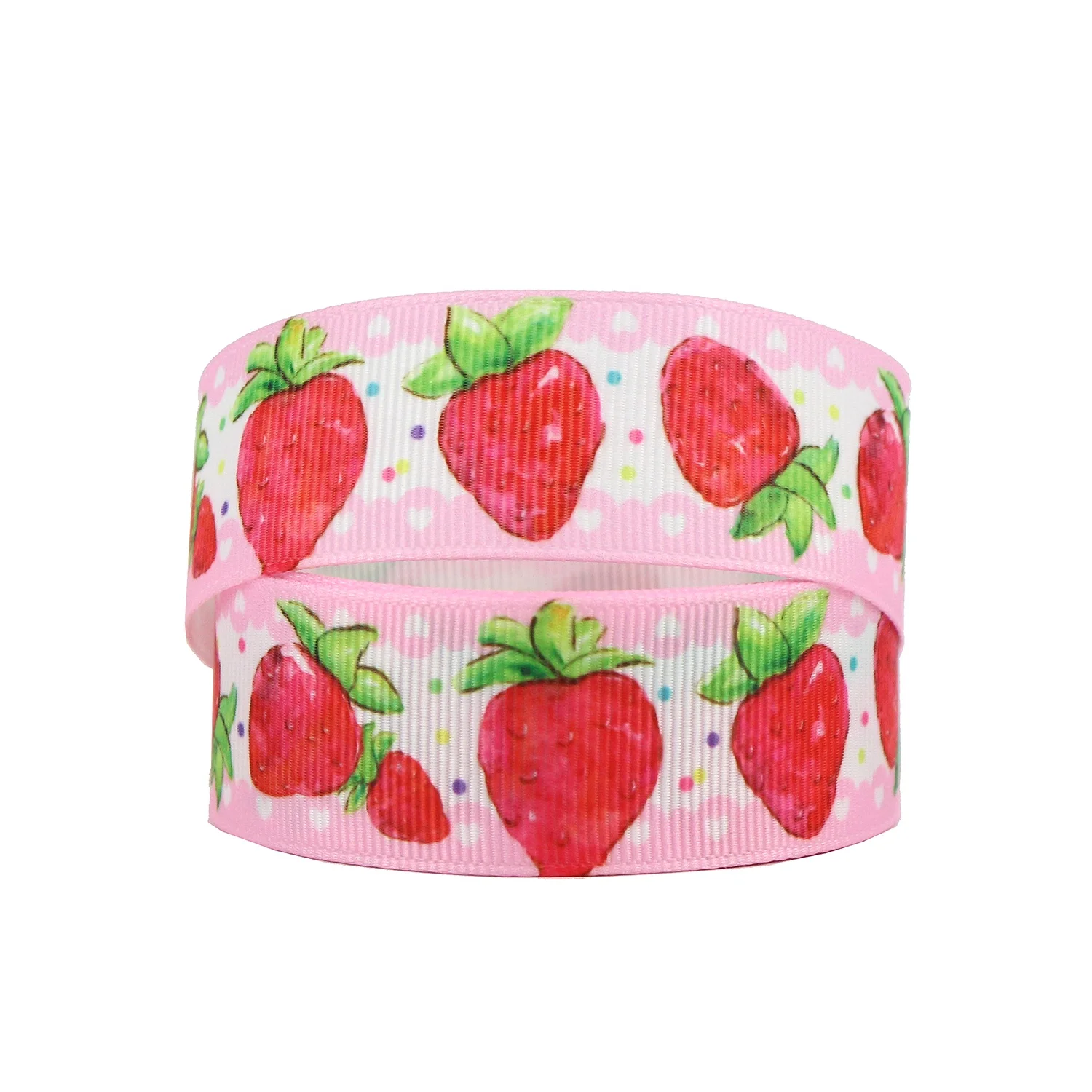 High Color Fastness Strawberry Check Pattern Print 1 Inch Grosgrain Character Custom Ribbon