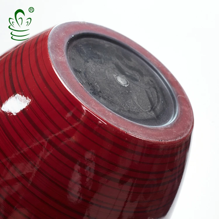 Egg shape ceramic effect planter Red large plastic Modern glazed pots for plants home decor