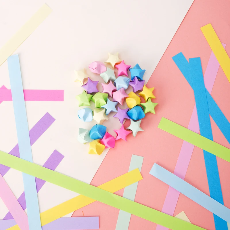 Deli 74834 stars origami students children handmade DIY origami rainbow color wishing star note 120pcs per carton set