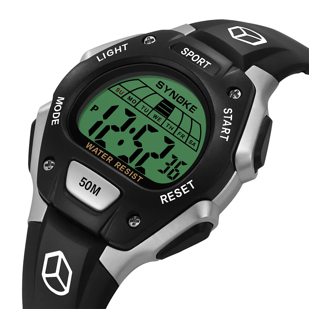 hot sale waterproof alarm multi-functional luminous sports watch for men fashion student electronic watch