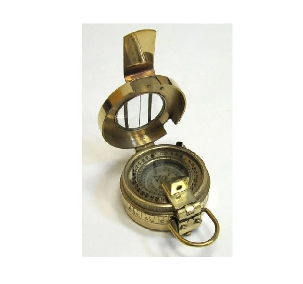 Brass prismatic Compass With Leather Pouch Manufacturer Wholesaler