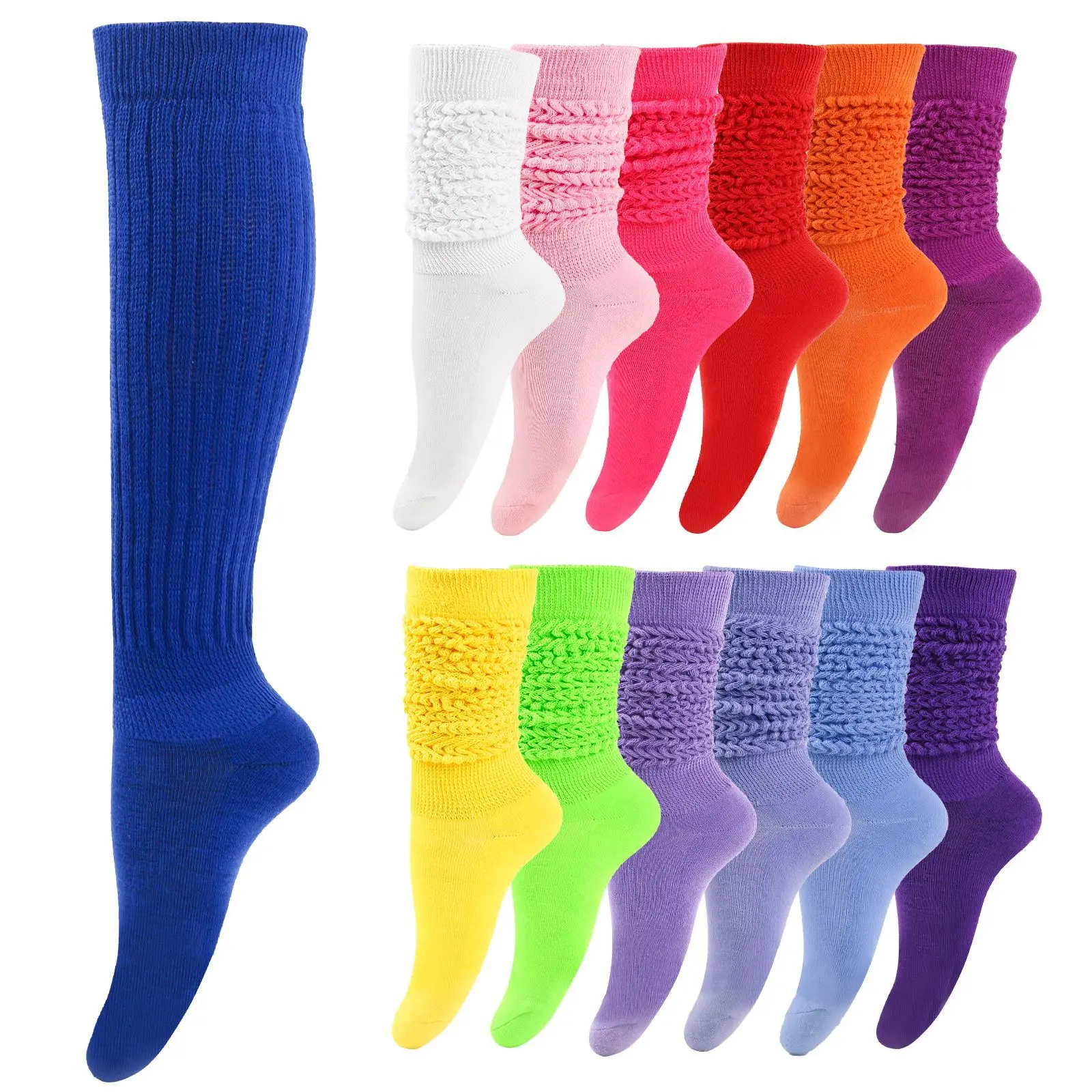 Fashion thigh high boot socks hosiery towel-soled thick cotton winter slouchy scrunch stocking women fashion slouch terry socks