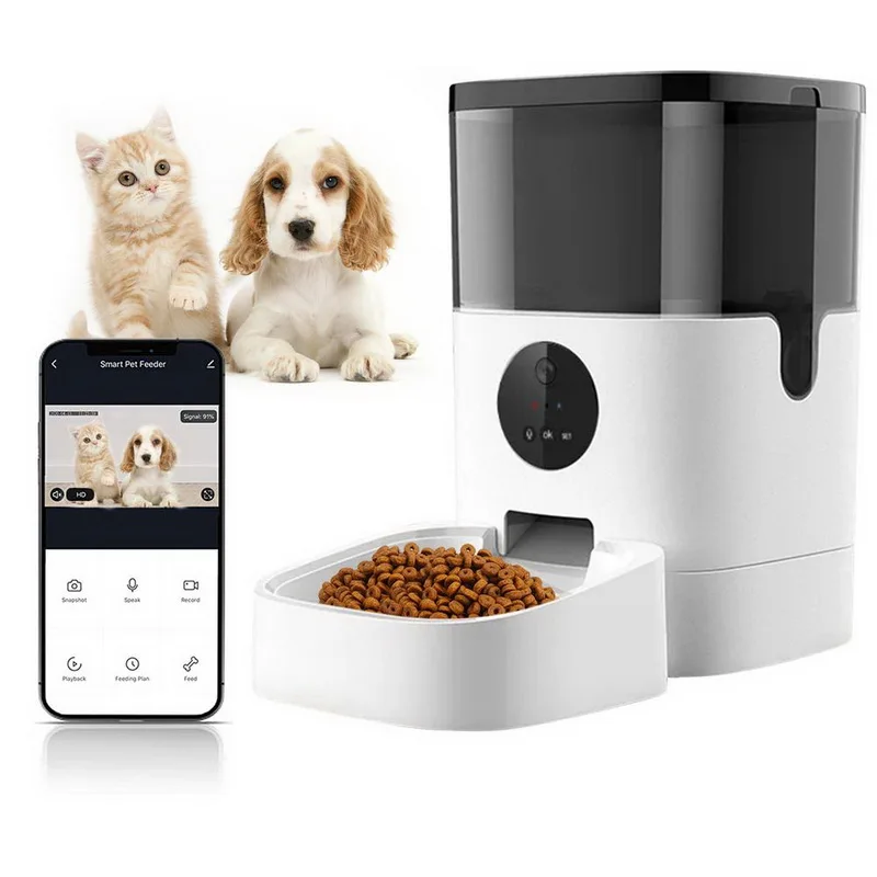 Wholesale 4L smart wifi pet feeder automatic cat feeder with camera video