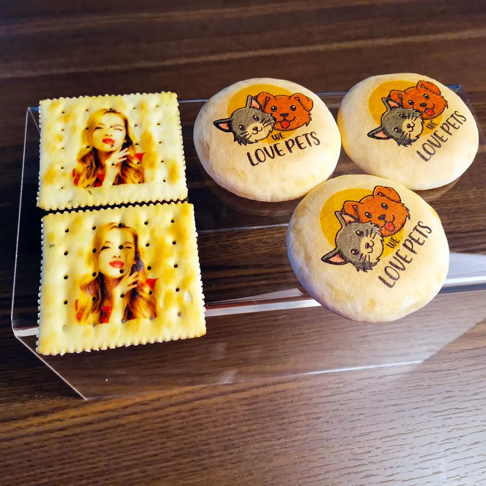 Food dessert printer with edible ink print machine for sugar cookies chocolate beans macaron printing machine