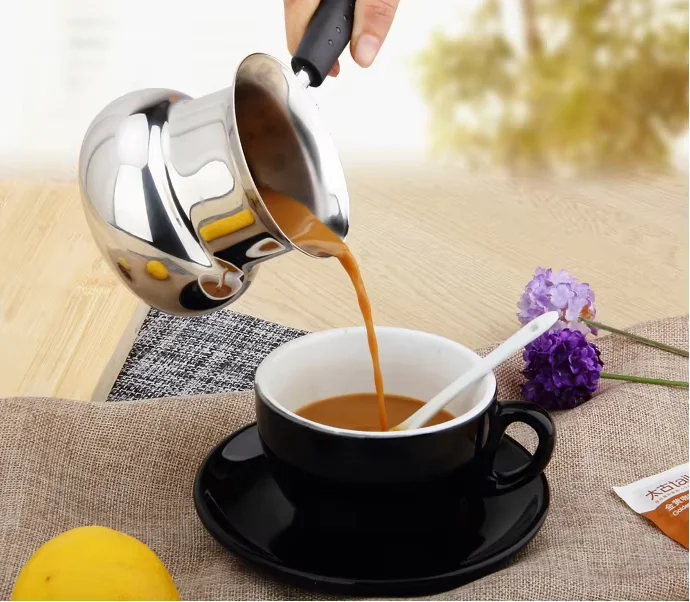 Wholesale custom multiple specifications stainless steel drum shaped coffee pot milk jug pitcher tea pot set with lid drinkware