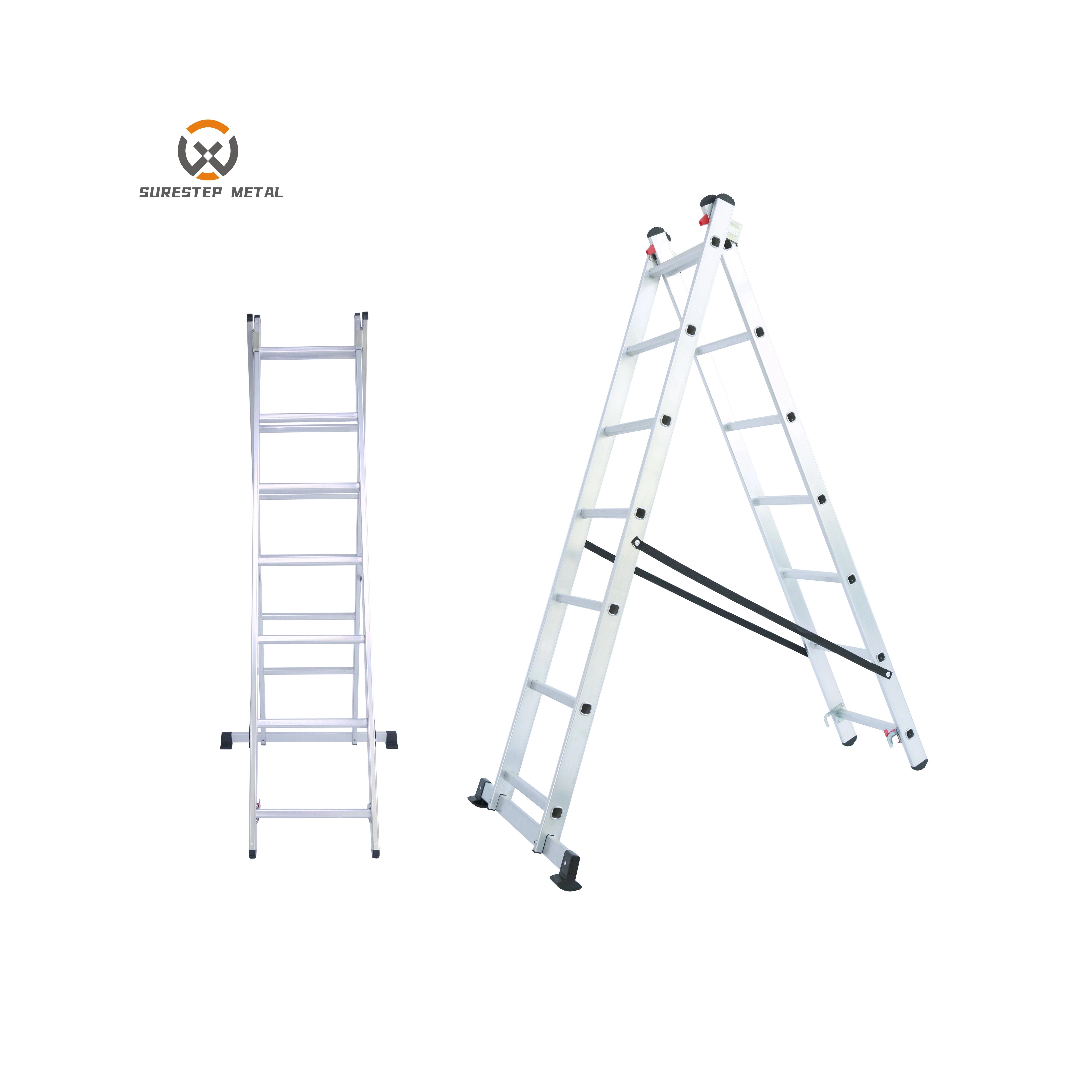 Алюминиевая Высококачественная складная лестница, удлинитель из двух частей, Комбинированная лестница устойчивости