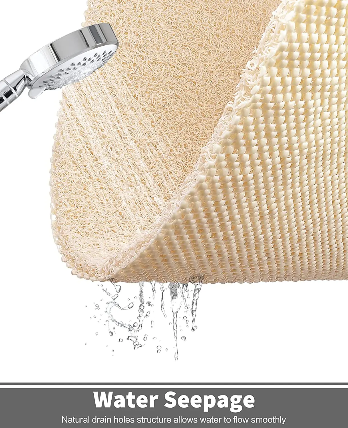 Non Slip Bath Mats Loofah Shower Mat  with Loofah Effect Comfort Bathtub Mats with Drain  PVC