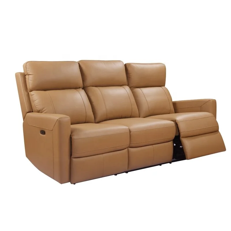 GEEKSOFA Factory Direct Genuine Leather Square Arm Reclining Sofa Good Quality Furniture Sofa With USB Charging For Living Room